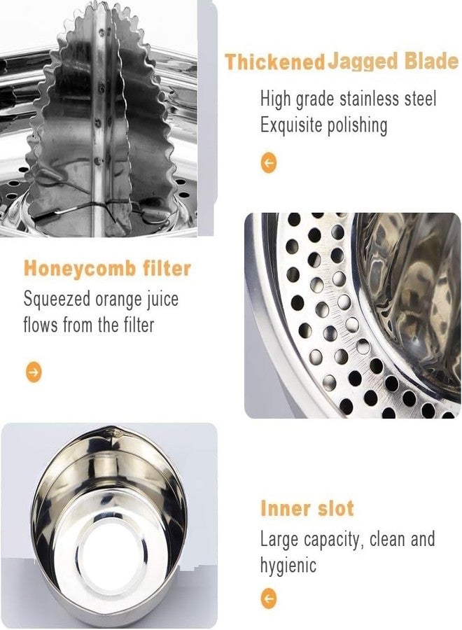 NOHUNT Premium Stainless Steel Manual Citrus Juicer, Hand Press Squeezer with Honeycomb Filter Bowl, Large Capacity Lemon Orange Juice Strainer, 12.2x12.2x6.8 cm (Octagon) - Image 4